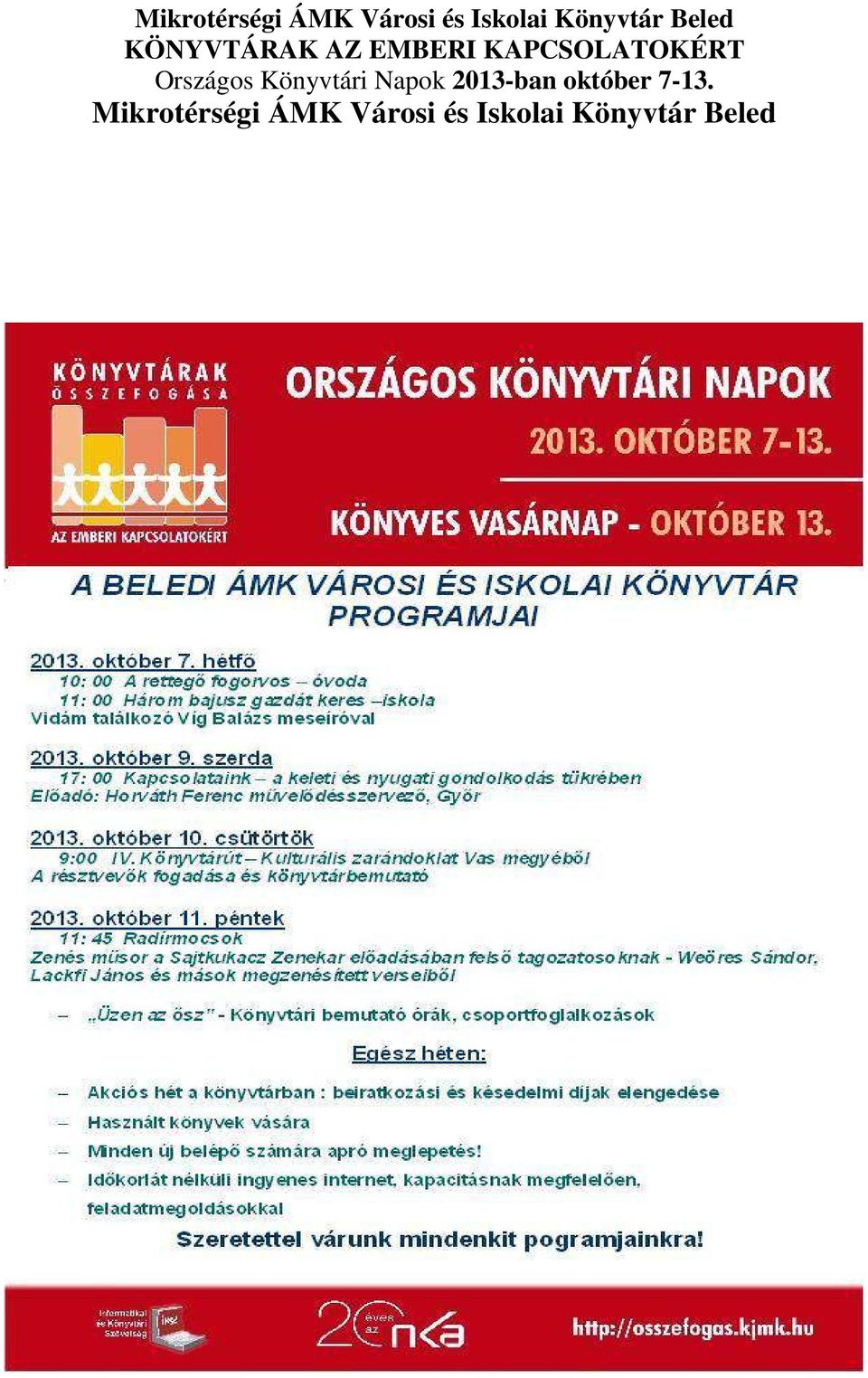 Országos Könyvtári Napok 2013-ban október