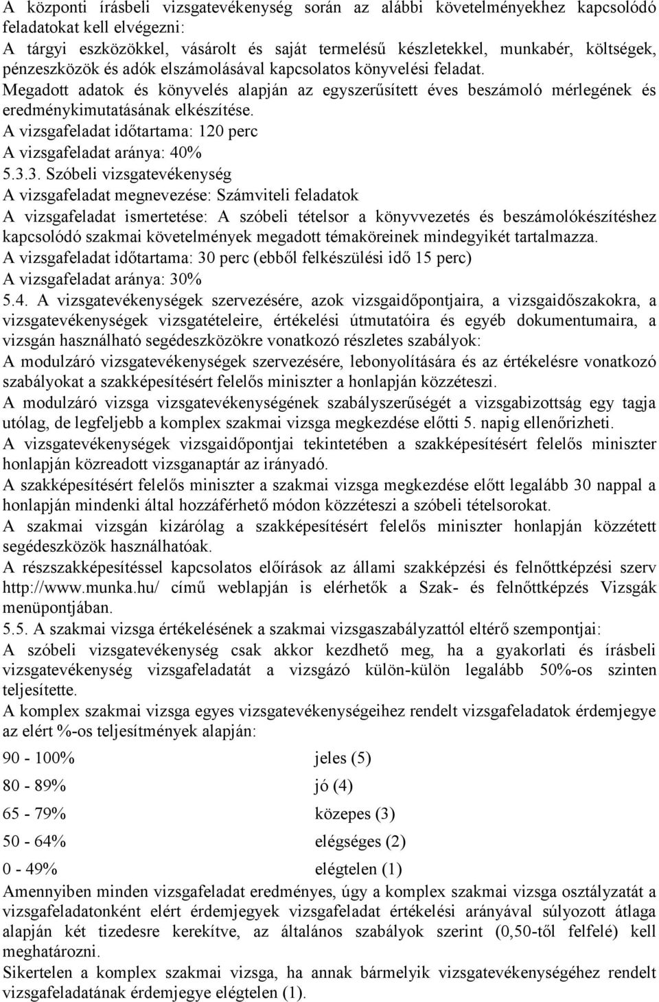 A vizsgafeladat időtartama: 120 perc A vizsgafeladat aránya: 40% 5.3.