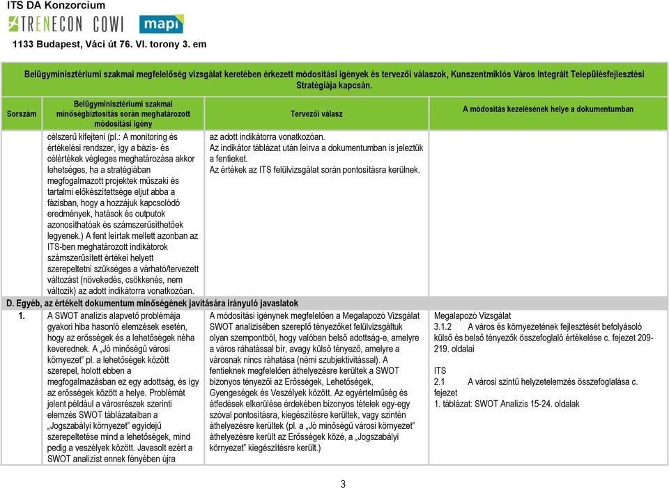 : A monitoring és értékelési rendszer, így a bázis- és célértékek végleges meghatározása akkor lehetséges, ha a stratégiában megfogalmazott projektek műszaki és tartalmi előkészítettsége eljut abba a