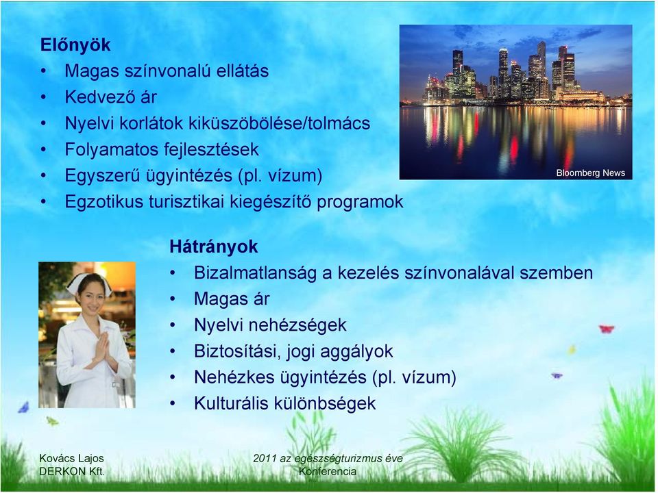 vízum) Egzotikus turisztikai kiegészítő programok Bloomberg News Hátrányok Bizalmatlanság