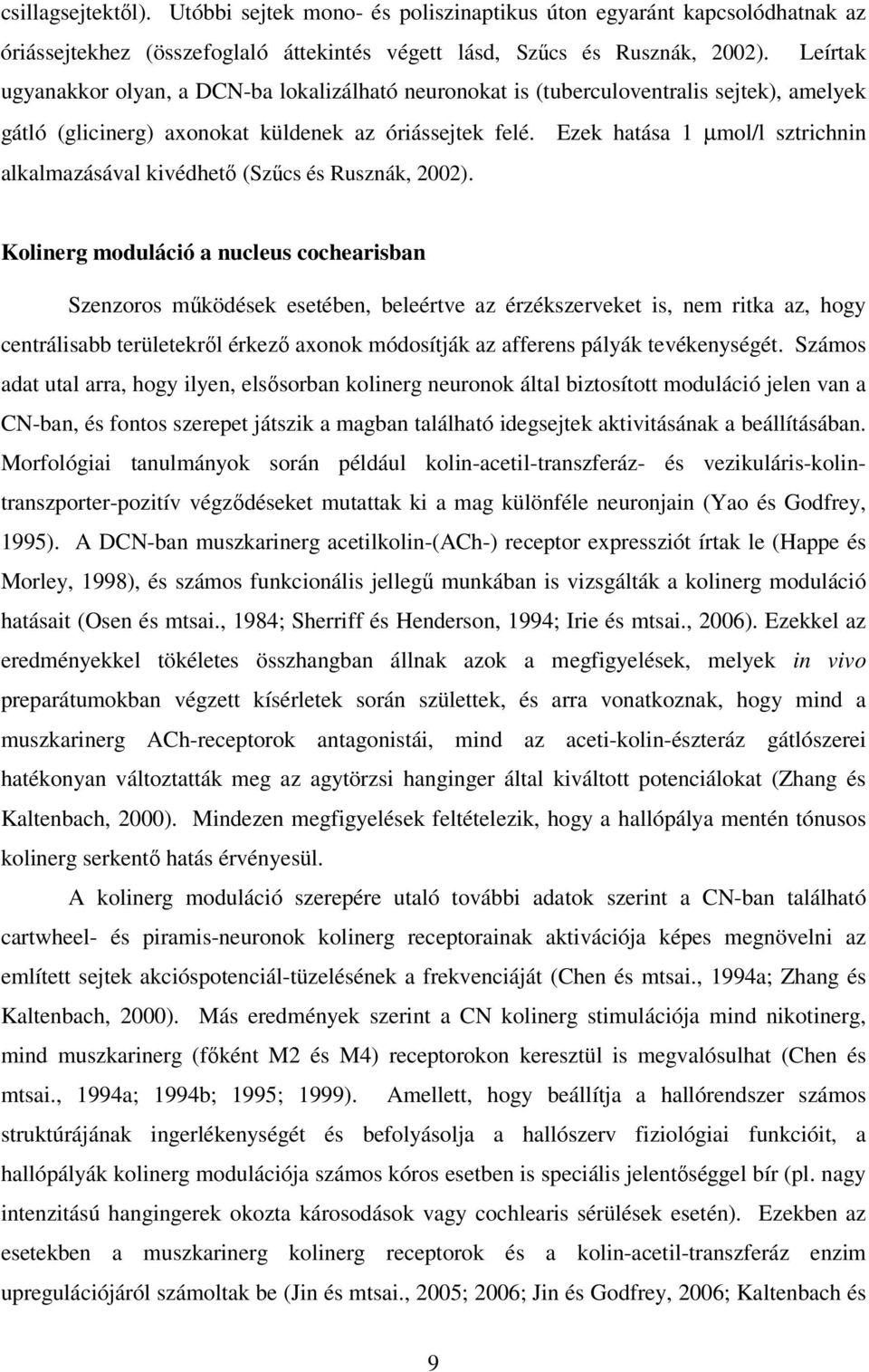 Ezek hatása 1 µmol/l sztrichnin alkalmazásával kivédhetı (Szőcs és Rusznák, 2002).