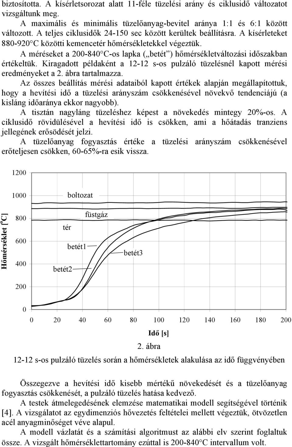 Kragadott példaként a - s-os pulzáló tüzelésnél kapott mérés eredményeket a. ábra tartalmazza.