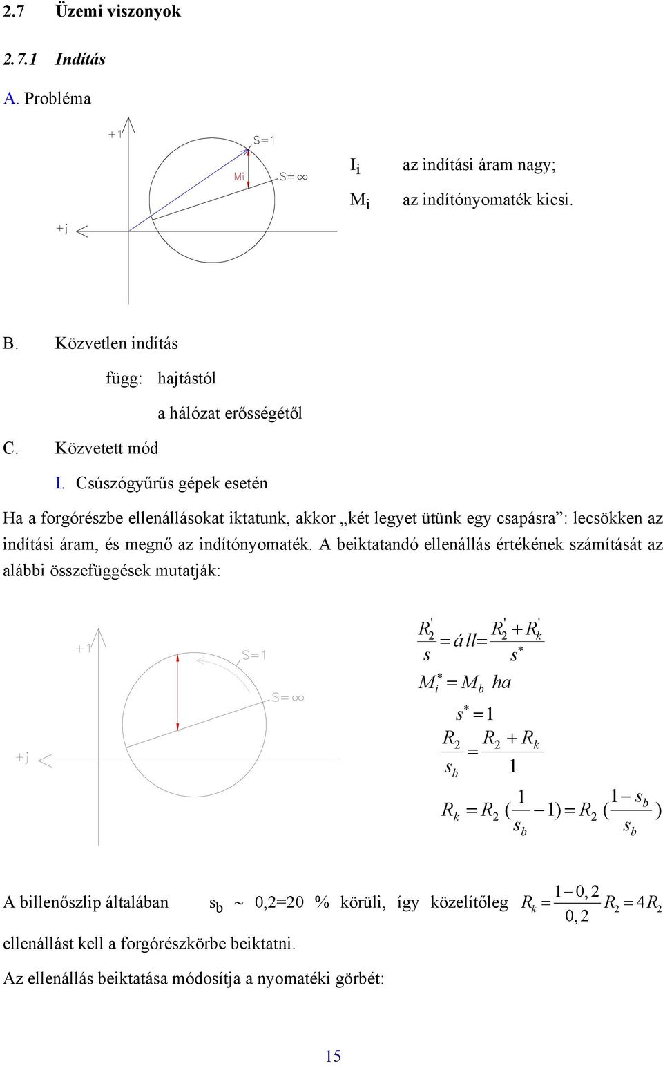 Csúszógyűrűs gépek eseté H forgórészbe elleállásokt ikttuk, kkor két legyet ütük egy cspásr : lecsökke z idítási árm, és megő z idítóyomték.