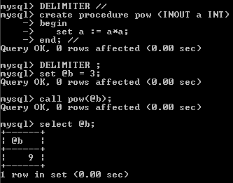 INOUT paraméter példa DELIMITER // create procedure pow (INOUT a INT) begin