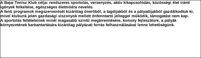 1. Szervezet azonosító adatai 1.1 Név 1.2 Székhely Irányítószám: 6 5 Település: Baja Közterület neve: Petőfi sziget Közterület jellege: hrsz Házszám: 5312/2 Lépcsőház: Emelet: Ajtó: 1.