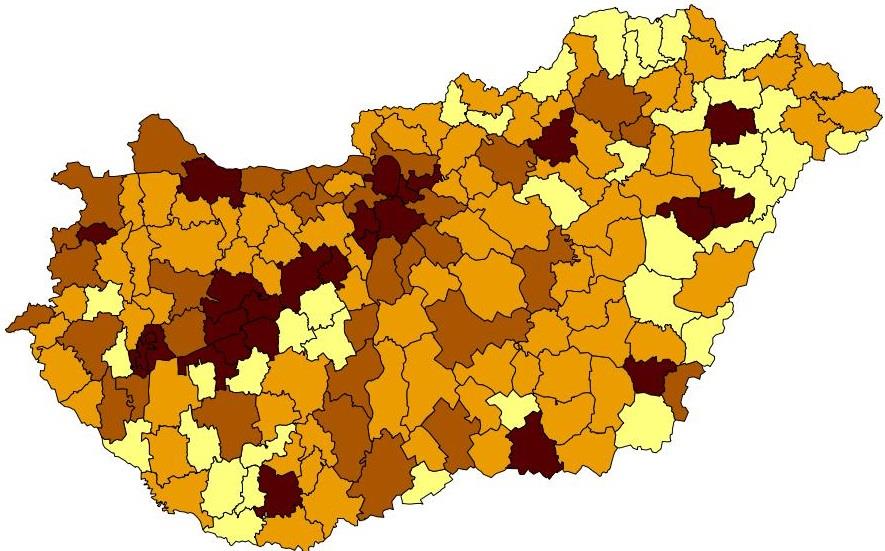 ábra: Idegenforgalmi potenciál kategóriák változása, 2007/2013. Forrás: KSH, TEIR adatai alapján saját számítás, 2015.