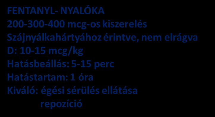 Fentanyl: jó zsíroldékonyság: rendkívül gyors átjutás a véragygáton, gyenge erős morfinnál 75-125-ször erősebb, hatástartama dihidrocodein annál rövidebb, sedato-hypnoticus hatása is van. tramadol 1.
