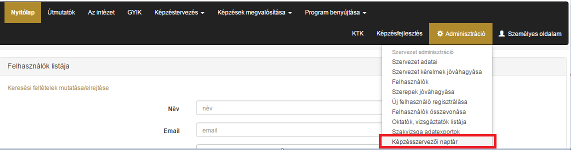 A kék körrel jelölt részre történő kattintással Tanúsítványok letöltése a kiválasztott időszak összes bizonyítványa letölthető, a képen zöld körrel jelölt szimbólum segítségével pedig egyenként