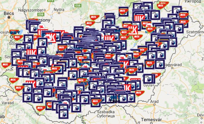 Létező és ajánlott CNG & LNG töltési pontok