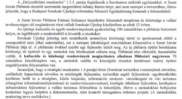 15, Budapest Főváros Kormányhivatalának Földhivatala 16, P. Gy., ref. lelkész Kérjük, hogy a kerületi Integrált Településfejlesztési Stratégia "Helyzetfeltáró munkarész" 1.3.