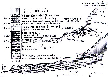 5.5. ábra. A Felsővadács, paprét-árki feltárás szelvénye (Fülöp 1958).