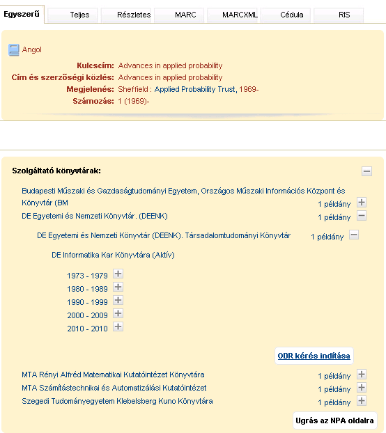 Koltay K.: Mi újság a MOKKA-ODR háza táján? dokat, míg kiszűri a más adatbázisból felküldötteket.