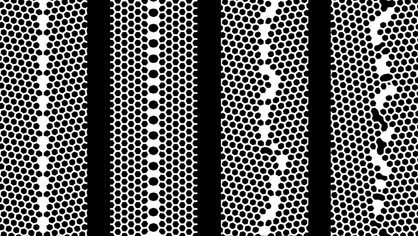Az 5.3 ábrán a dolgozatban összehasonlításra kerülő négy szemcsehatár szerkezete látható, melyek közül a (c) és (d) ábrákon látható szemcsehatárokat a fentebb leírt MonteCarlo alapú módszerrel