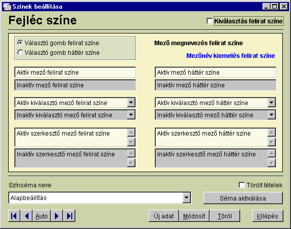 gombbal tudjuk beállításainkat aktivizálni. A programba való következő belépésnél már az új színek fogadják a felhasználót.