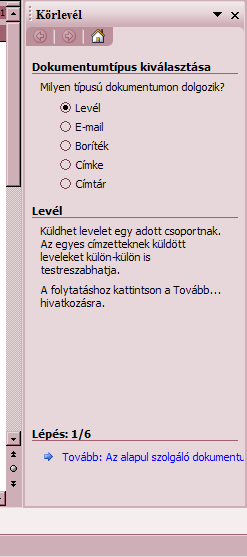 Itt választhatjuk ki, hogy milyen típusú dokumentumot kívánunk létrehozni.