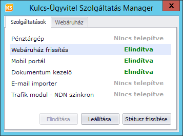 Automata szinkronizáció futtatás A sikeres összekötés után a számítógépen futtatni kell a KS Szolgáltatás Manager szoftvert.