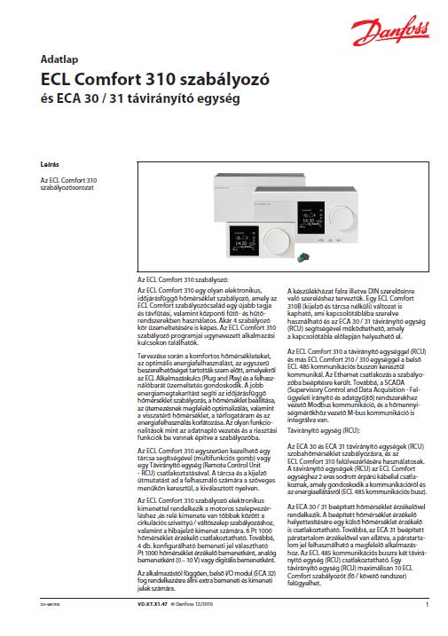 ECL Comfort 210 / 310 A gépkönyv az alábbi linken megtalálható: