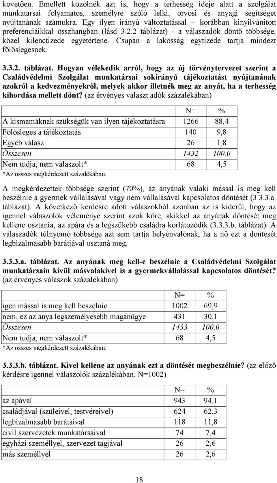 Csupán a lakosság egytizede tartja mindezt fölöslegesnek. 3.3.2. táblázat.