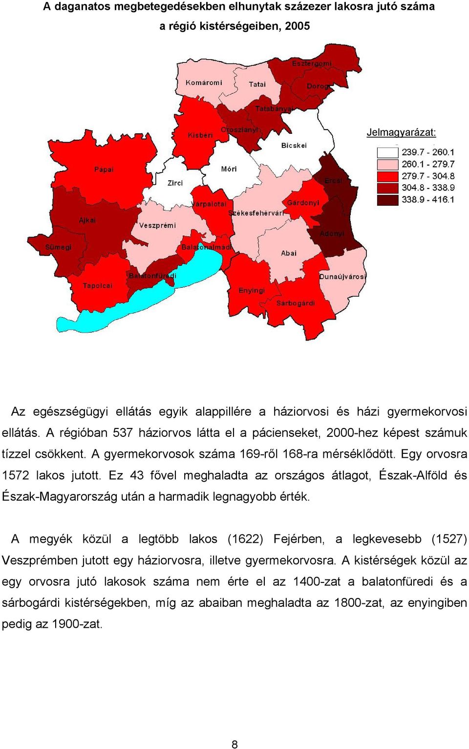 Ez 43 fővel meghaladta az országos átlagot, Észak-Alföld és Észak-Magyarország után a harmadik legnagyobb érték.