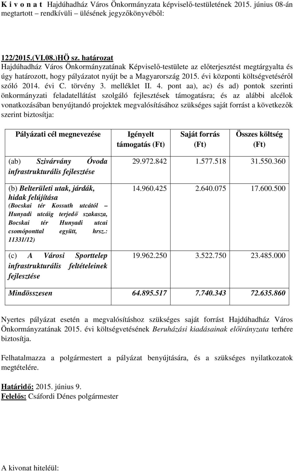 pont aa), ac) és ad) pontok szerinti önkormányzati feladatellátást szolgáló fejlesztések támogatásra; és az alábbi alcélok vonatkozásában benyújtandó projektek megvalósításához szükséges saját