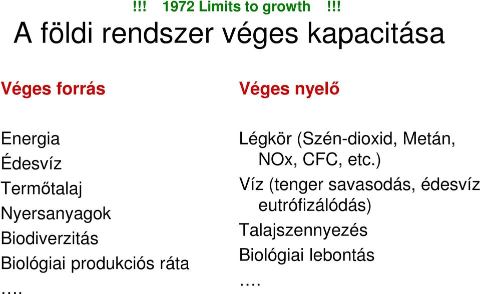 Édesvíz Termőtalaj Nyersanyagok Biodiverzitás Biológiai produkciós ráta.