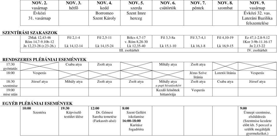 zsoltárhét Fil 3,3-8a Lk 15,1-10 Fil 3,7-4,1 Lk 16,1-8 Fil 4,10-19 Lk 16,9-15 Ez 47,1-2.8-9.12 1Kor 3-9b-11.16-17 Jn 2,13-22 IV.
