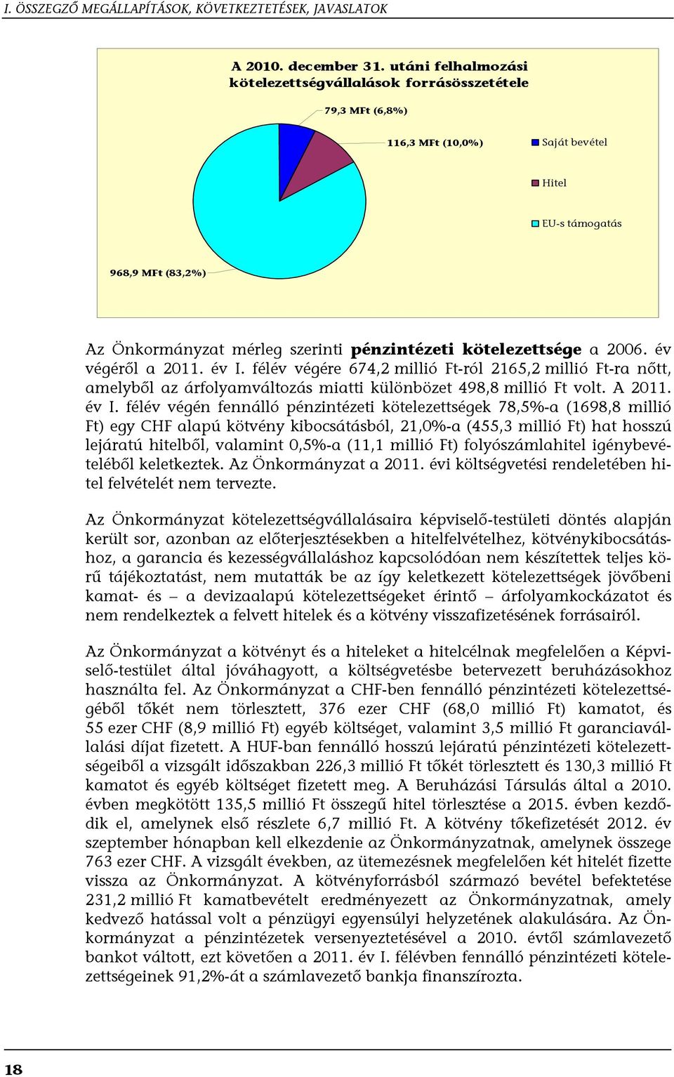 kötelezettsége a 2006. év végéről a 2011. év I.