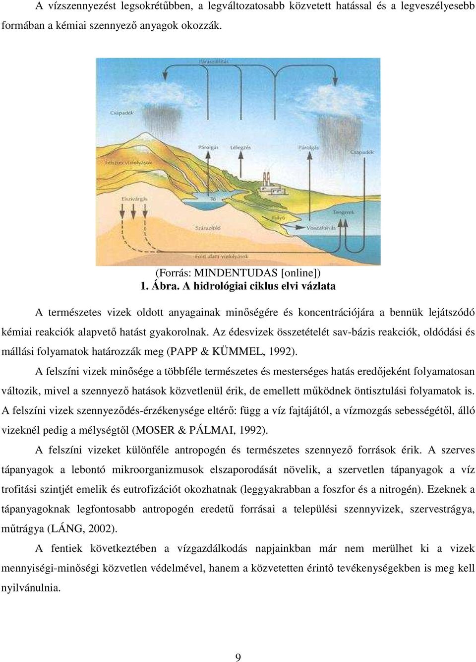 Az édesvizek összetételét sav-bázis reakciók, oldódási és mállási folyamatok határozzák meg (PAPP & KÜMMEL, 1992).