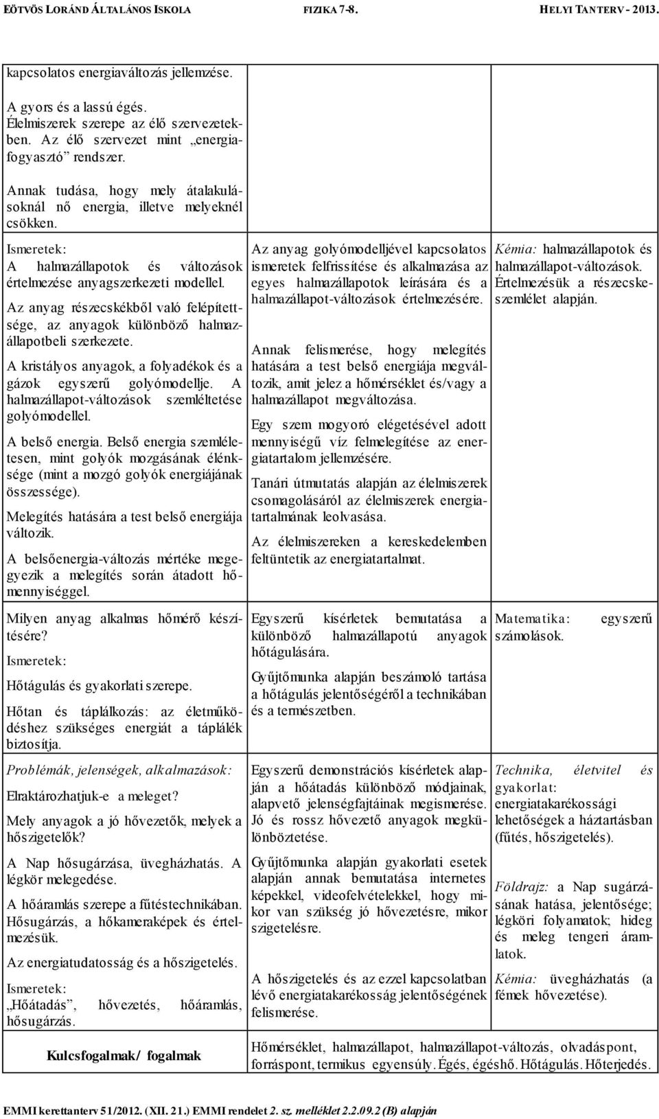 Az anyag részecskékből való felépítettsége, az anyagok különböző halmazállapotbeli szerkezete. A kristályos anyagok, a folyadékok és a gázok egyszerű golyómodellje.