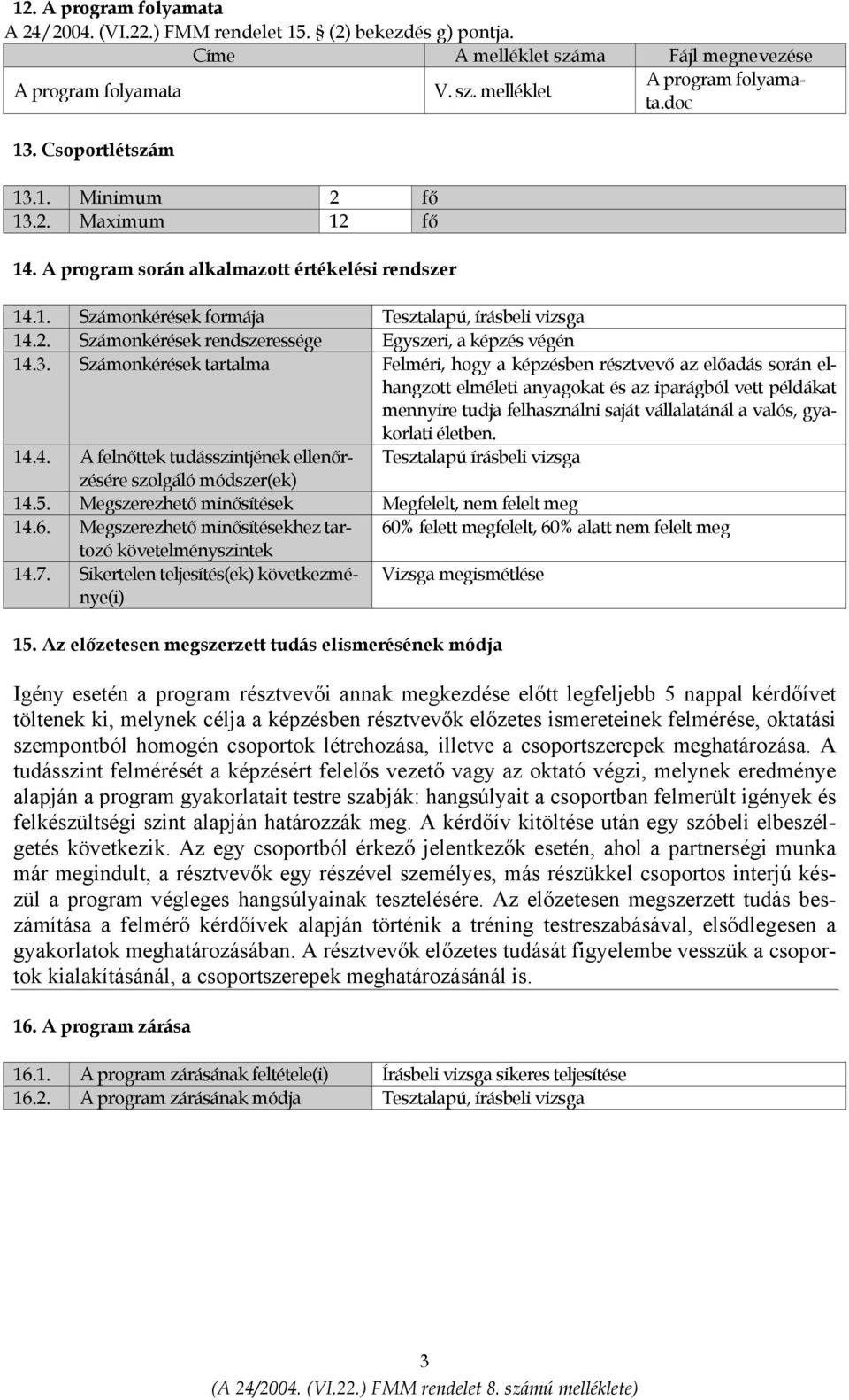 3. Számonkérések tartalma Felméri, hogy a képzésben résztvevő az előadás során elhangzott elméleti anyagokat és az iparágból vett példákat mennyire tudja felhasználni saját vállalatánál a valós,