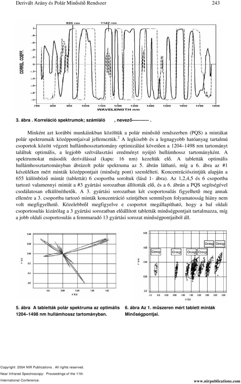 2 A legkisebb és a legnagyobb hatóanyag tartalmú csoportok között végzett hullámhossztartomány optimizálást követen a 1204 1498 nm tartományt találtuk optimális, a legjobb szétválasztási eredményt