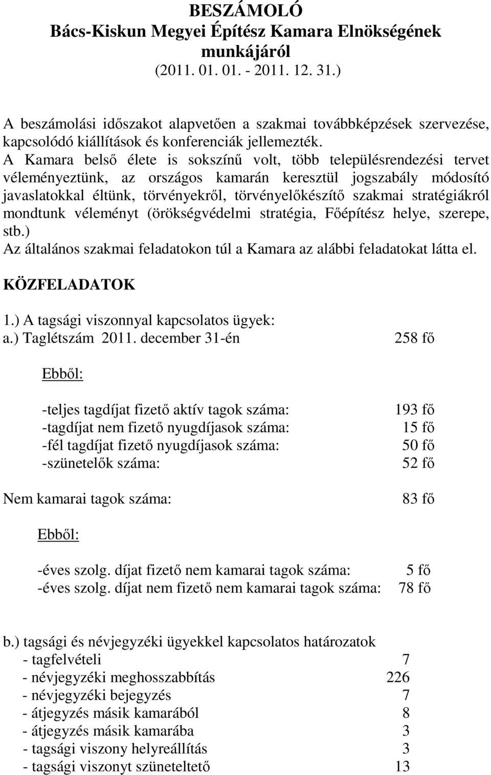 A Kamara belső élete is sokszínű volt, több településrendezési tervet véleményeztünk, az országos kamarán keresztül jogszabály módosító javaslatokkal éltünk, törvényekről, törvényelőkészítő szakmai