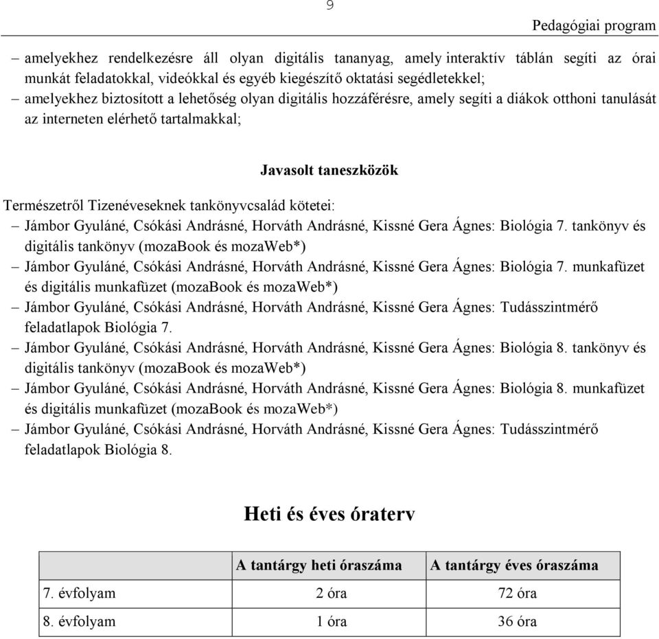 Gyuláné, Csókási Andrásné, Horváth Andrásné, Kissné Gera Ágnes: Biológia 7.