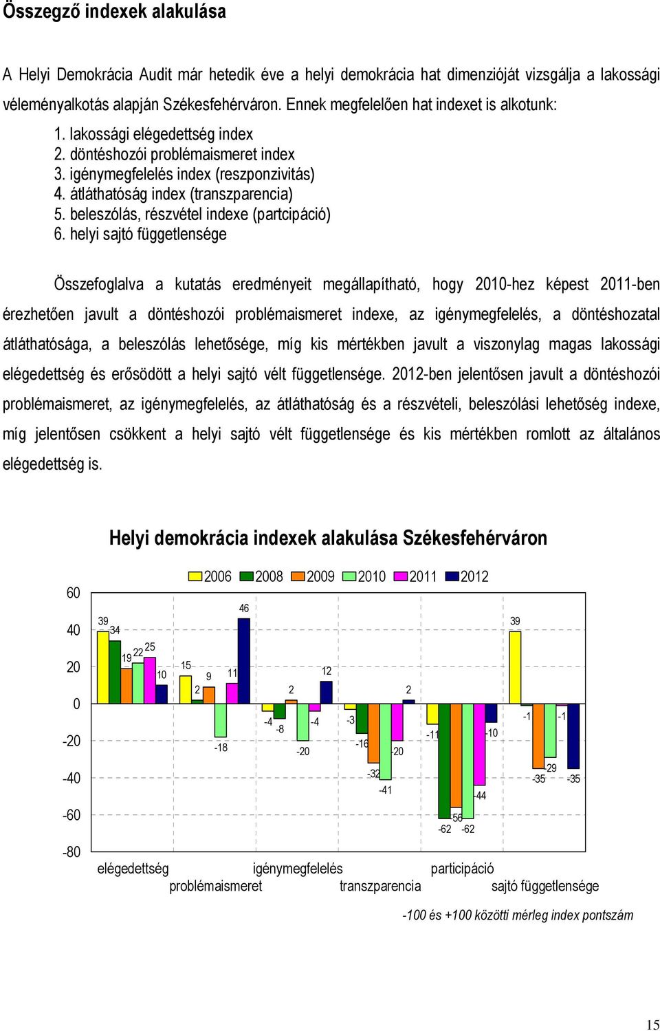 beleszólás, részvétel indexe (partcipáció).