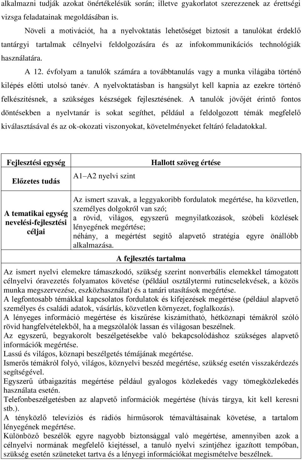 évfolyam a tanulók számára a továbbtanulás vagy a munka világába történő kilépés előtti utolsó tanév.