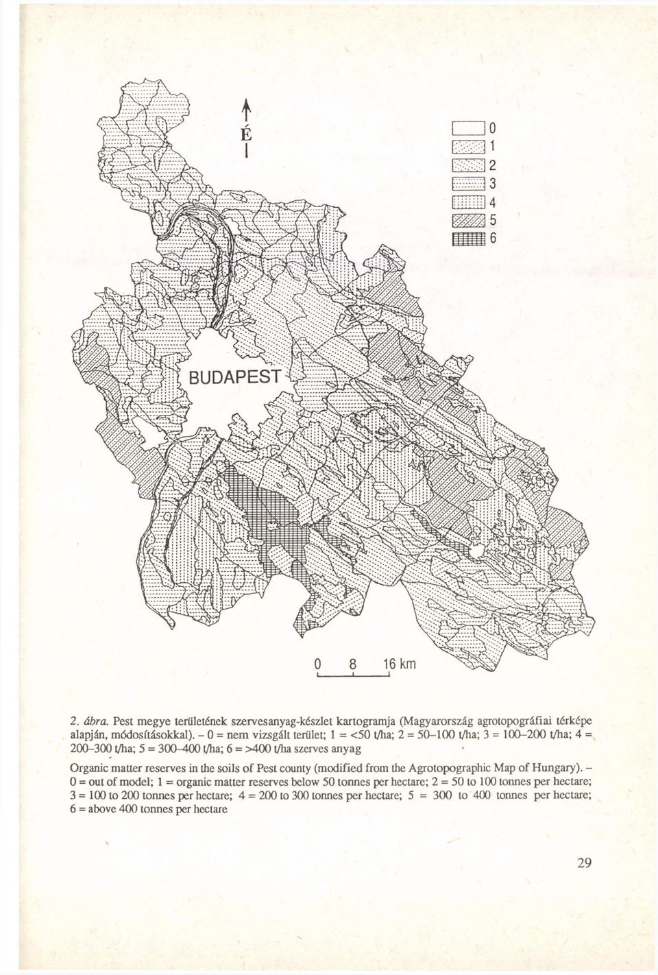 matter reserves in the soils of Pest county (modified from the Agrotopographic Map of Hungary).