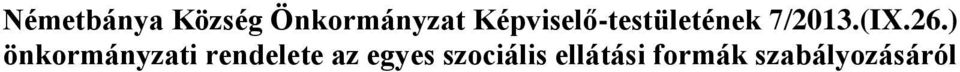 26.) önkormányzati rendelete az