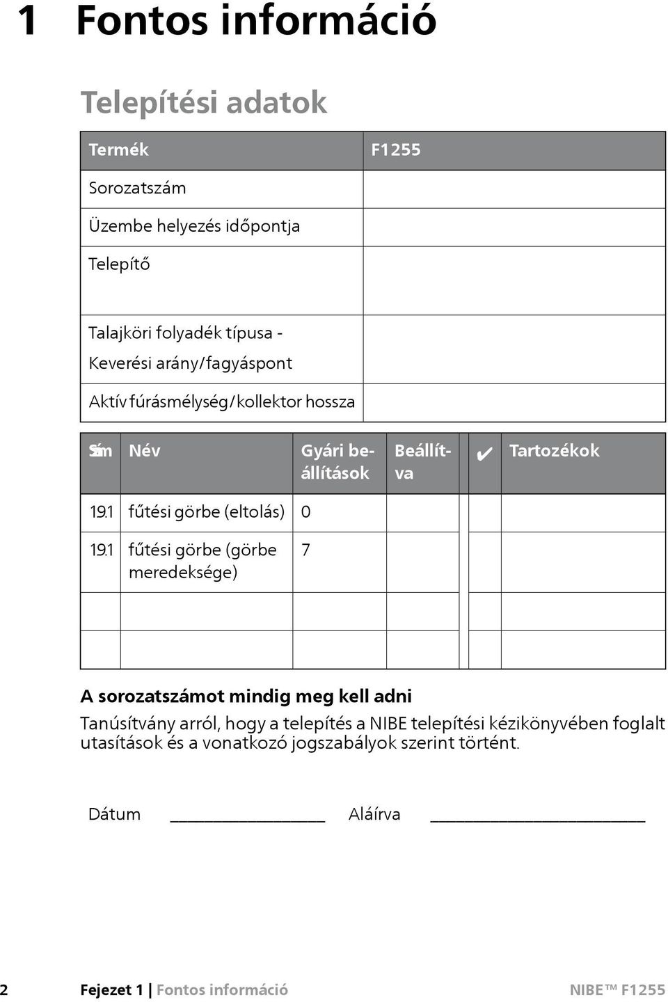 Használati útmutató NIBE F PDF Free Download