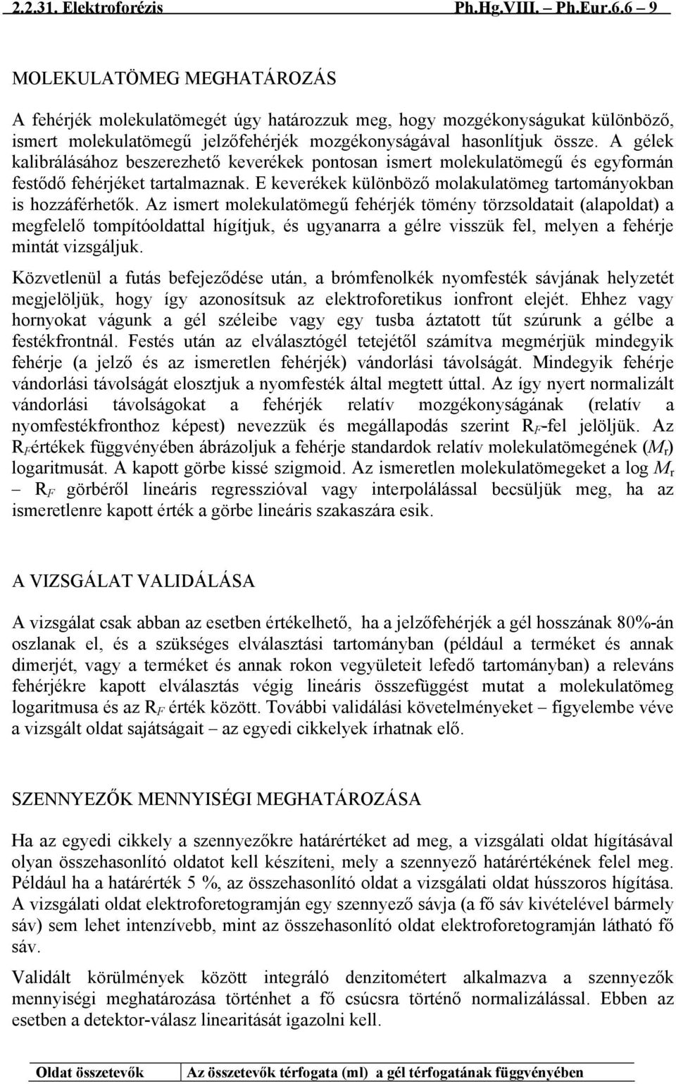 A gélek kalibrálásához beszerezhető keverékek pontosan ismert molekulatömegű és egyformán festődő fehérjéket tartalmaznak. E keverékek különböző molakulatömeg tartományokban is hozzáférhetők.