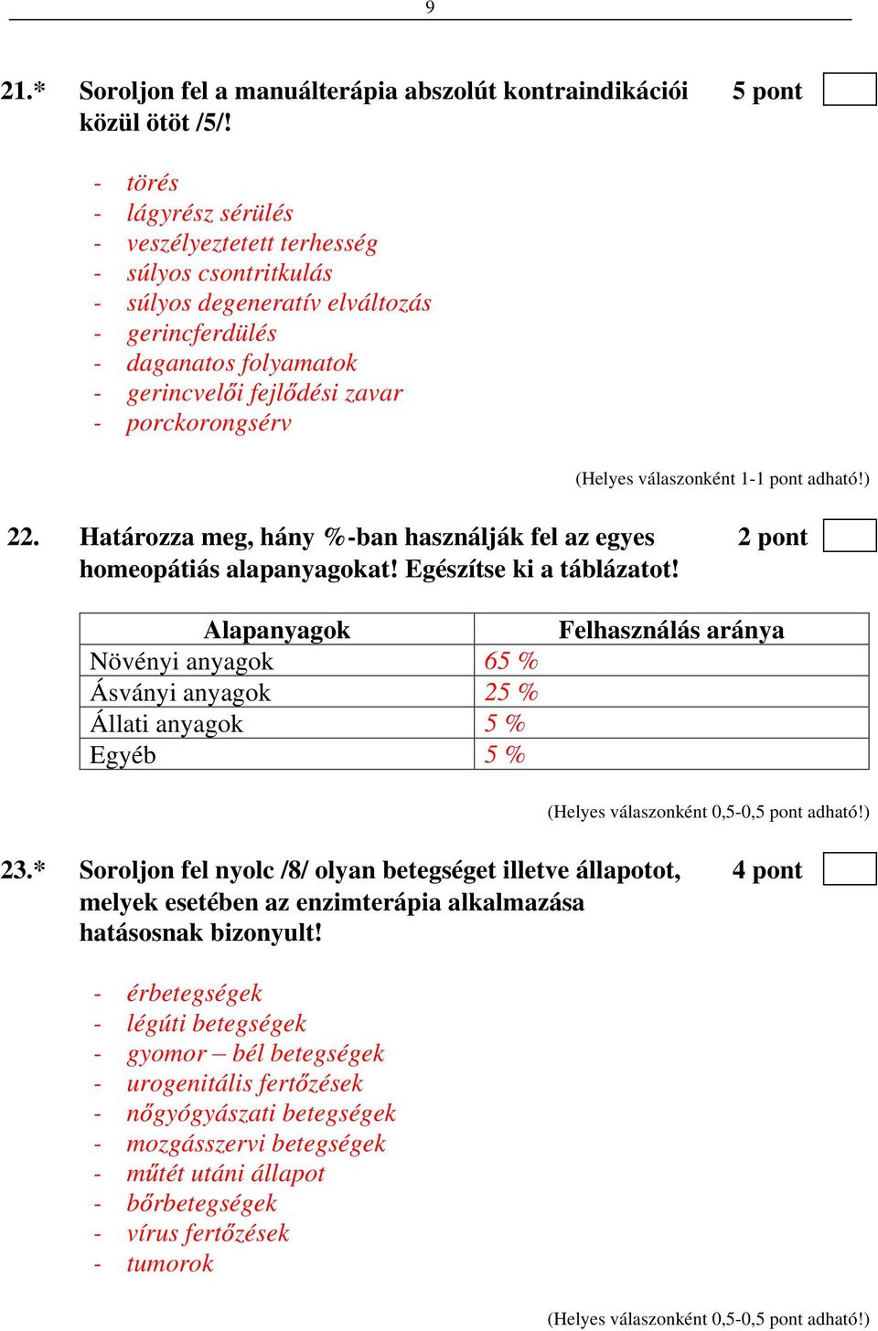 Határozza meg, hány %-ban használják fel az egyes 2 pont homeopátiás alapanyagokat! Egészítse ki a táblázatot!