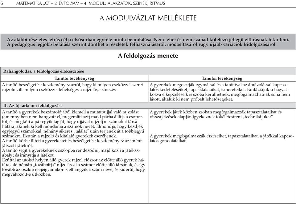 A feldolgozás menete Ráhangolódás, a feldolgozás előkészítése Tanítói tevékenység A tanító beszélgetést kezdeményez arról, hogy ki milyen eszközzel szeret rajzolni, ill.