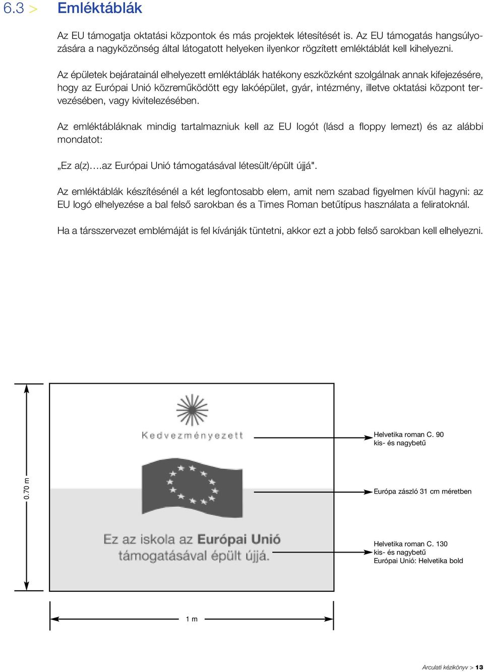 Az épületek bejáratainál elhelyezett emléktáblák hatékony eszközként szolgálnak annak kifejezésére, hogy az Európai Unió közremûködött egy lakóépület, gyár, intézmény, illetve oktatási központ