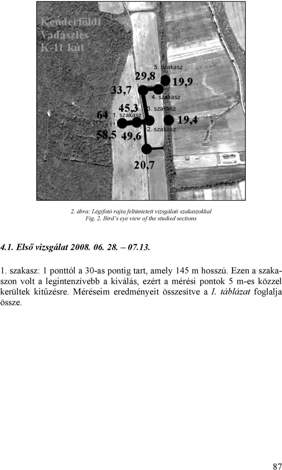szakasz: 1 ponttól a 30-as pontig tart, amely 145 m hosszú.