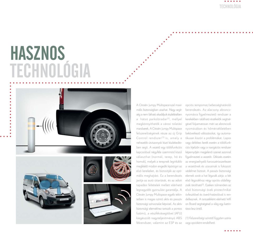 A Citroën Jumpy Multispace felszereltségének része az új Grip Control rendszer (1) is, amely a nehezebb útviszonyok közti közlekedésben segít.