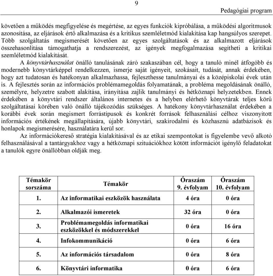 Több szolgáltatás megismerését követően az egyes szolgáltatások és az alkalmazott eljárások összehasonlítása támogathatja a rendszerezést, az igények megfogalmazása segítheti a kritikai szemléletmód