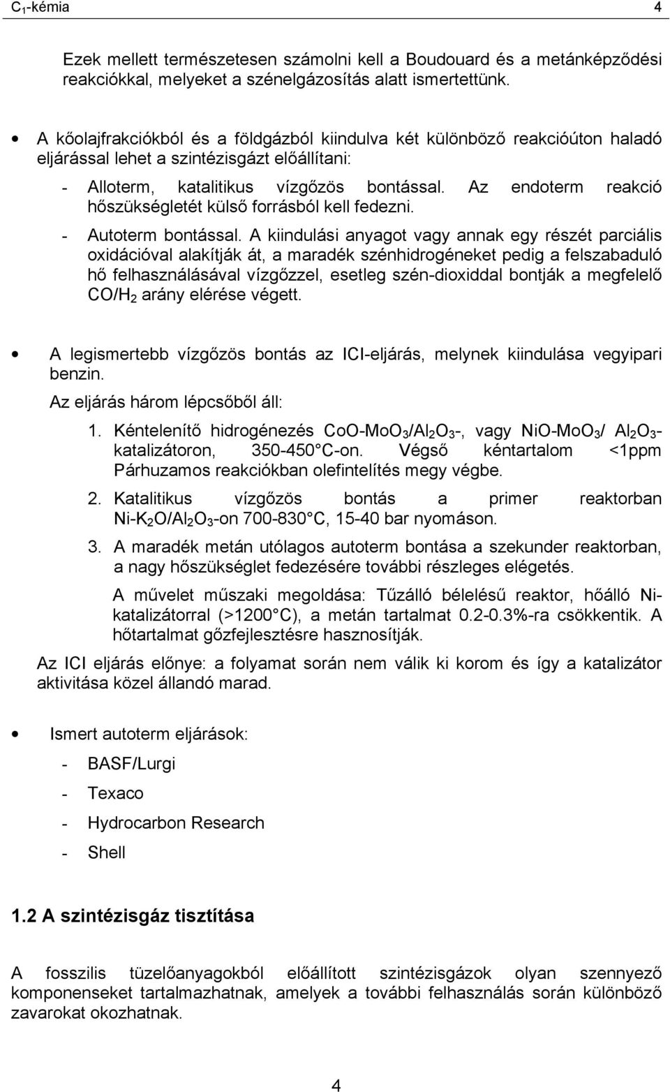 C 1 -kémia A szintézisgáz - PDF Free Download