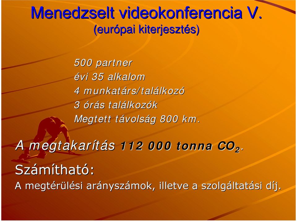 800 km. A megtakarítás 112 000 tonna CO 2.