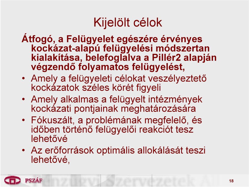 kockázatok széles körét figyeli Amely alkalmas a felügyelt intézmények kockázati pontjainak meghatározására