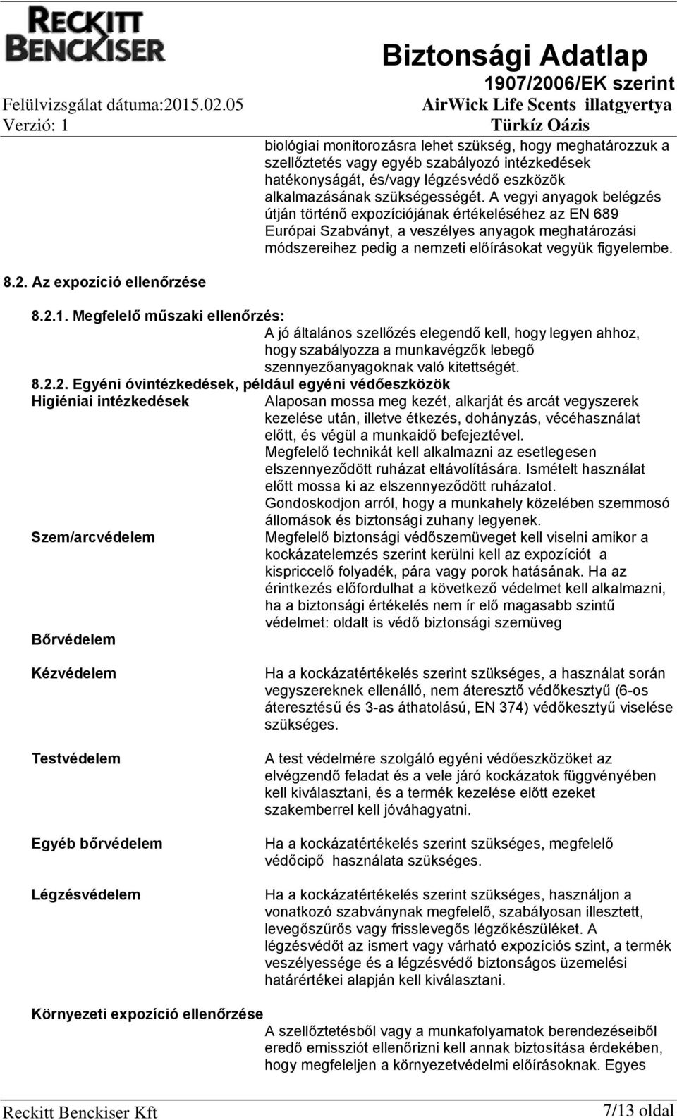 Az expozíció ellenőrzése 8.2.