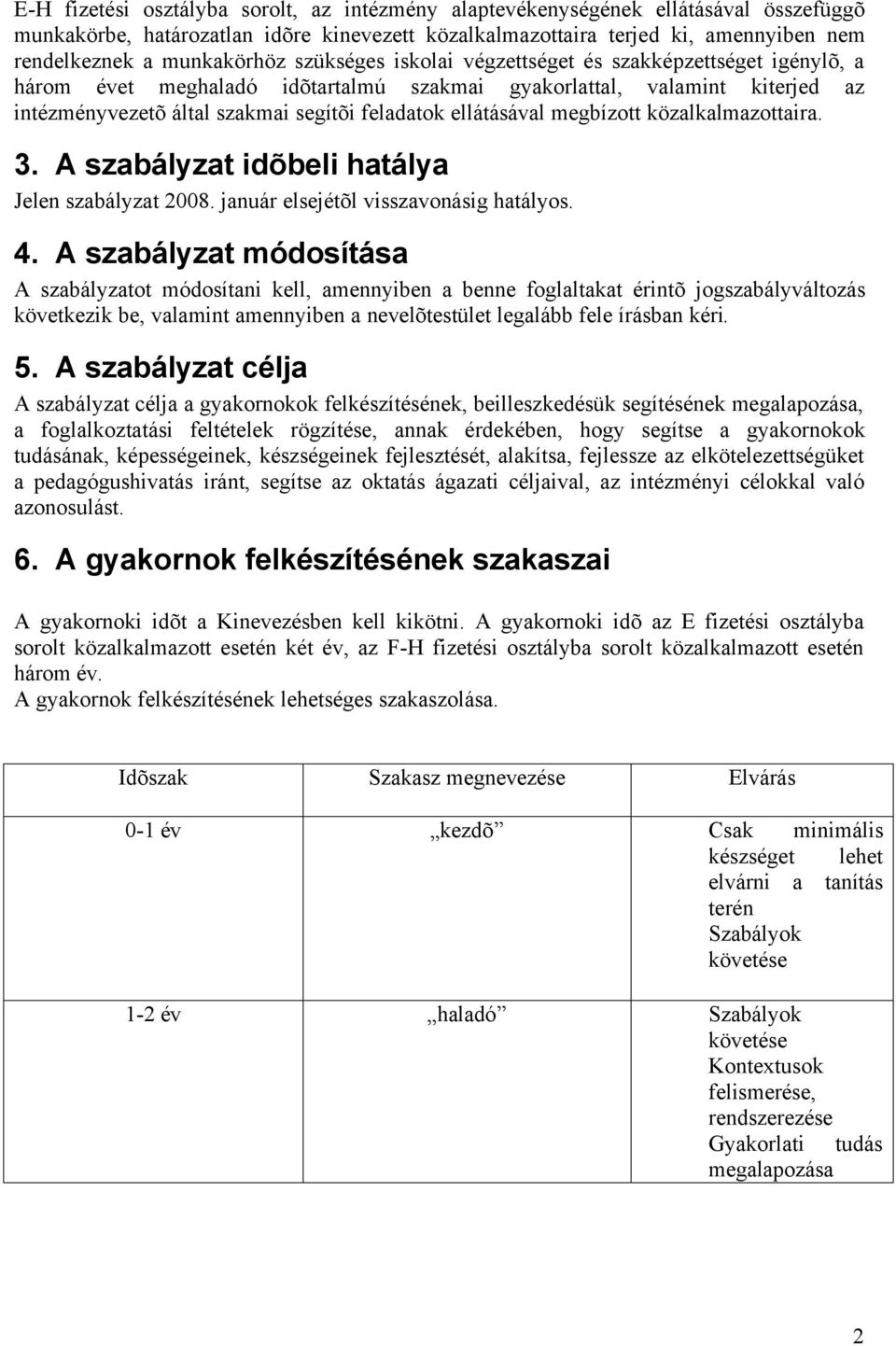 ellátásával megbízott közalkalmazottaira. 3. A szabályzat idõbeli hatálya Jelen szabályzat 2008. január elsejétõl visszavonásig hatályos. 4.